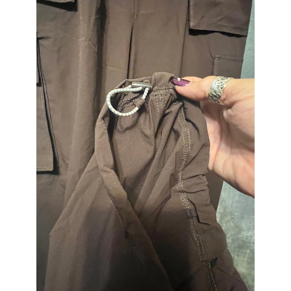 Fabletics XL Brown Cargo Pants Wide Leg Elastic Waist Drawstring Womens - Picture 3 of 8